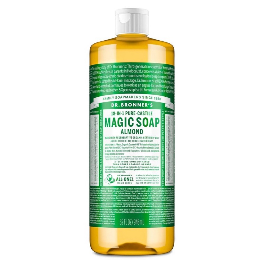 Dr. Bronner’s 18-in-1 Pure-Castile Magic Soap (Almond)
32 oz